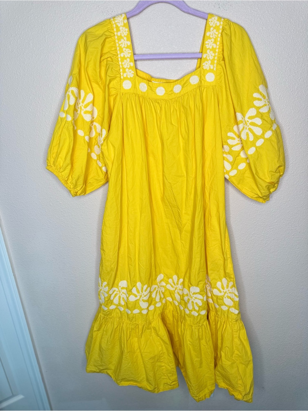 Corey Lynn Calter yellow midi puff sleeve dress
